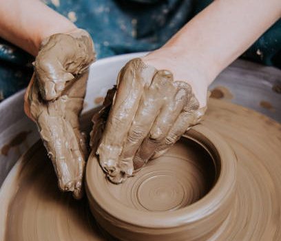 Woman Making Clay Craftsman Skill Concept